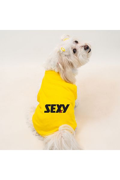 Buddy Store Cat & Dog Clothing Clothes - Printed Yellow Undershirt (Combed 100% Cotton)