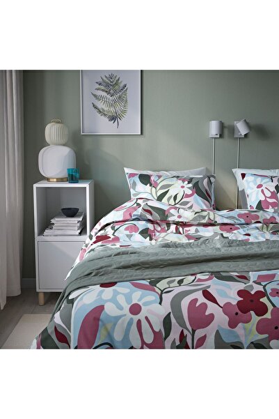 IKEA KORSKOVALL 
 set cuvertură de pilota pentru o persoană, multicolor, 150x200/50x60 cm