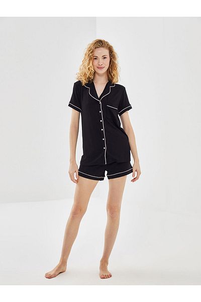 LC Waikiki New Season Shirt Collar Women's Shorts Pajama Set - S58631Z8