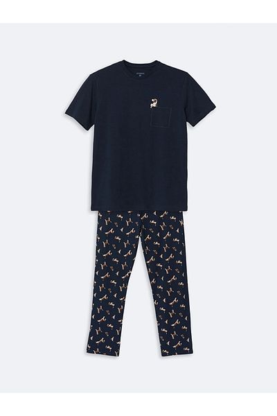 LC Waikiki Navy Blue Standard Fit Men's Pajama Set