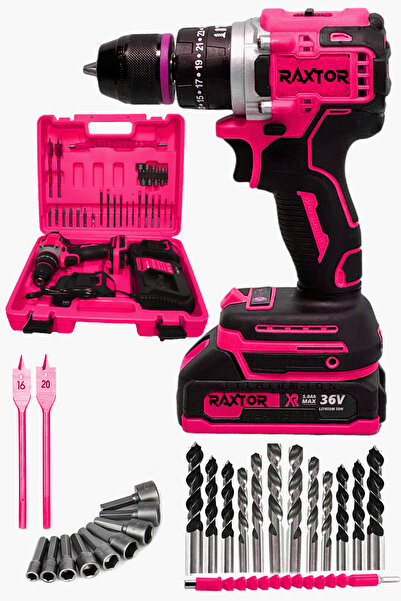 RAXTOR 36V 5Ah Kömürsüz Motor Çelik Mandren Akülü Vidalama Darbeli Şarjlı Mat...
