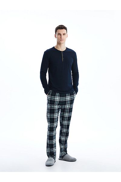 LC Waikiki Navy Blue Standard Fit Men's Pajama Set