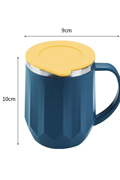 COOYA 304 Stainless Steel Insulation Mug,with Lid Double-Sealed ,400ML,for Coffee, Cereal, Noodles,Blue