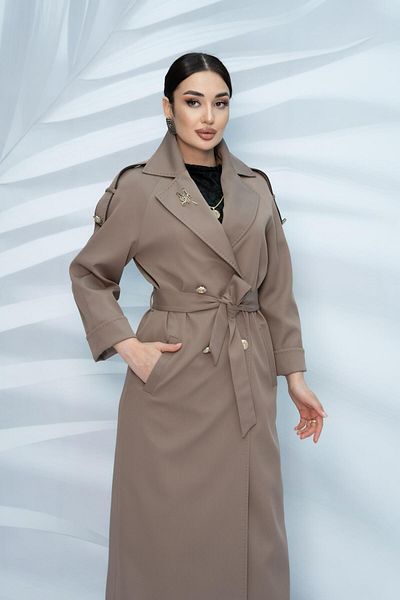 Eccim Fashion Shoulder Detailed Brooch Lined Long Women's Trench Coat