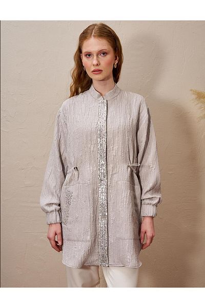 Kayra Crinkle Jacket Stones Παγιέτες Κεντημένες