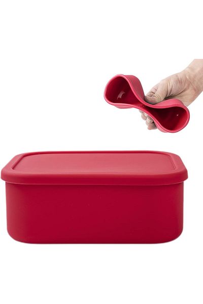 COOYA 2100 ML Silicone Lunch Box,Leak Proof Durable,Dishwasher Safe for Office/Travel/School,Red