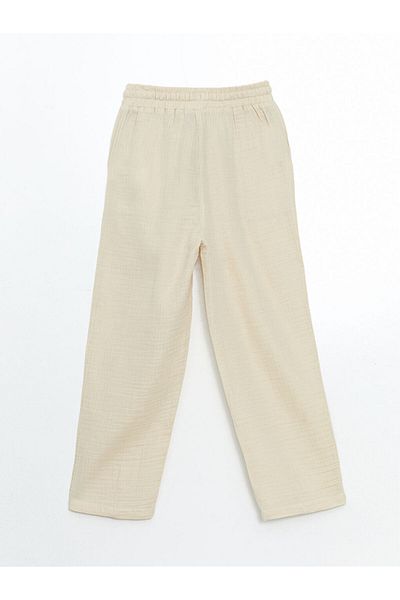 LC Waikiki New Season Elastic Waist Straight Muslin Women's Trousers - S5Ls96Z8