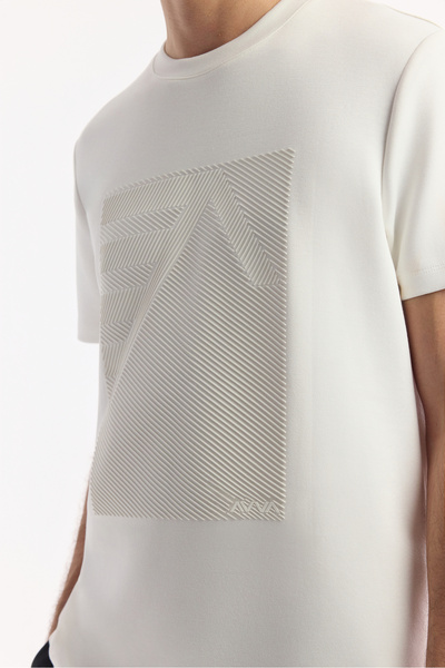 Avva Чоловіча футболка з коміром-стійкою, принтом та еластичною тканиною, прямий крій A51Y1072