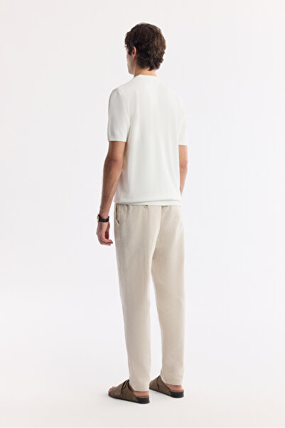 Avva Erkek Ekru Bisiklet Yaka Rayon Triko Regular Fit T-Shirt A51Y5003