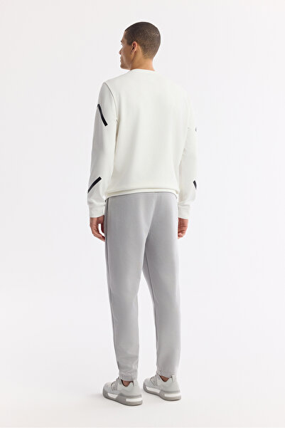 Avva Erkek Ekru Bisiklet Yaka Baskılı Bi-Stretch İnterlok Regular Fit Sweatshirt A51Y1226