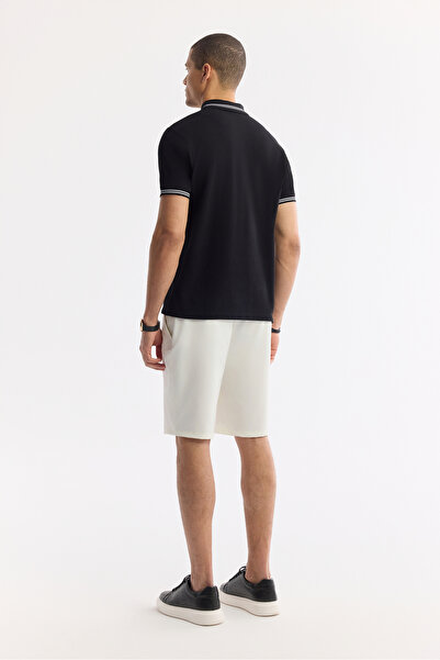 Avva Erkek Siyah Polo Yaka Baskılı %100 Pamuk Regular Fit T-Shirt A51Y1167
