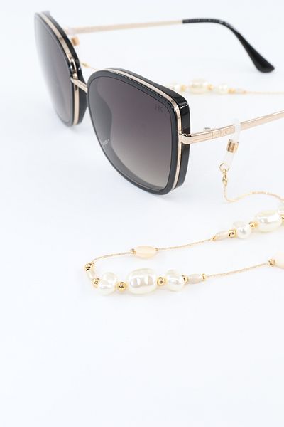 KEEBA Women's Gold Pearl Beaded Glasses Lanyard and Chain