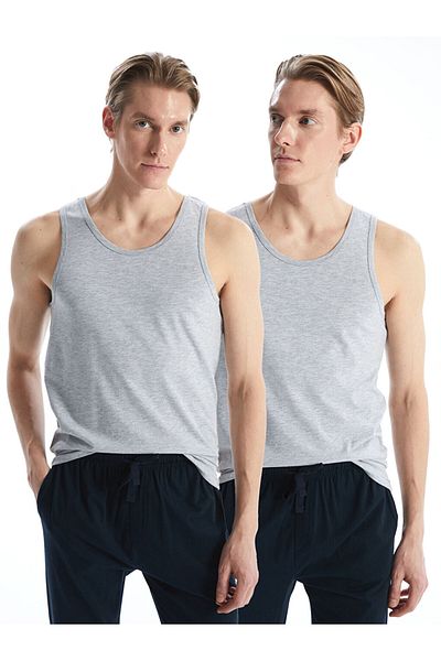 LC Waikiki Ανδρικό εσώρουχο 2 τεμαχίων LCW U-Neck Combed Cotton