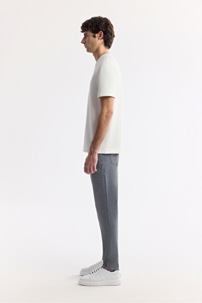 Avva Мъжка бяла тениска с принт на велосипед на врата, двупосочно разтеглива, с редовна кройка A51Y1132