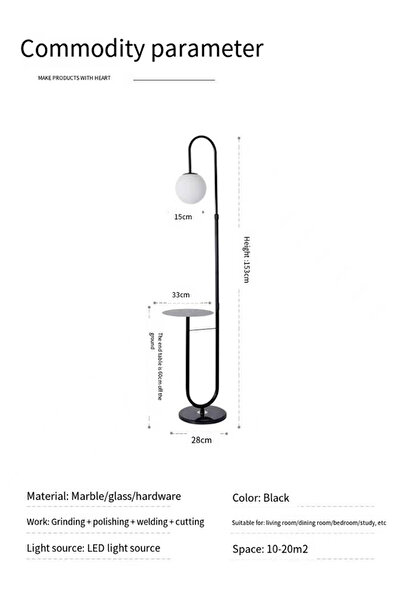 sharpdo LED Glass Lamp Shade with Tea Table, Floor Lamp for Living Room Decoration