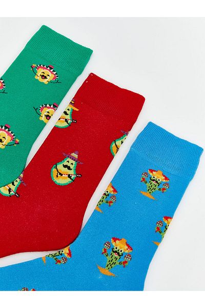 LC Waikiki Lcw Accessories Mixed Pattern Men's Socks 3-Piece
