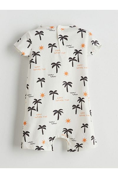 LC Waikiki Lcw Baby Ecru Crew Neck Baby Boy Combed Cotton Romper