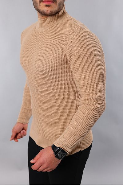 YXC Trend Maker Ανδρικό πουλόβερ με λεπτή εφαρμογή HALF Turtleneck με ραβδώσεις