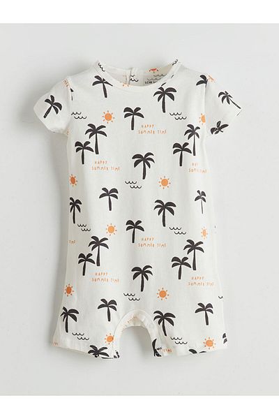 LC Waikiki Lcw Baby Ecru Crew Neck Baby Boy Combed Cotton Romper