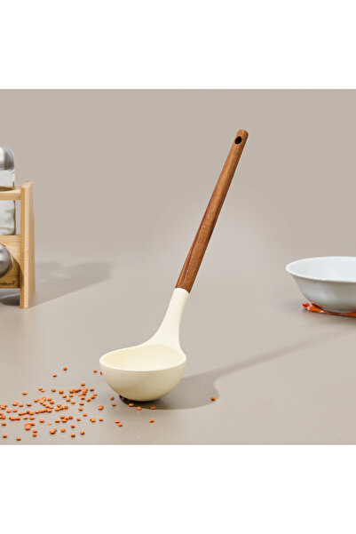 MİEN Mien Acacia Handle Silicone Serving Ladle - Brown / Cream