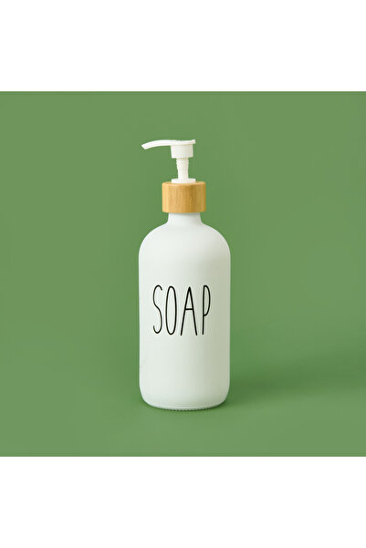 MİEN Mien Glass Liquid Soap Dispenser - White - 21 cm