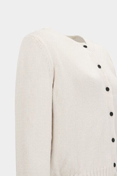 Açelya Okcu Premium Crew Neck Wool Blended Women's Knitwear Cardigan