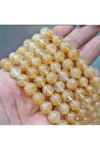 RLX BUJİTERİ Doğal Taş Sitrin Taşı 8 Mm 1 Dizi 47 Adet