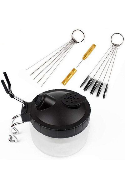 Yelajoy 4-Piece Airbrush Cleaning Kit, Spray Washing Tools with Cleaning Pot, Needles & Brushes