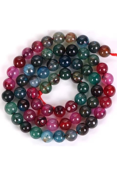 RLX BUJİTERİ حجر طبيعي حجر التورمالين الملون 8 مم 1 خيط 47 قطعة