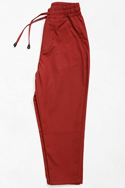 ASG TEKSTİL Bordo Renk Bel Lastikli Likralı Çocuk Pantolon