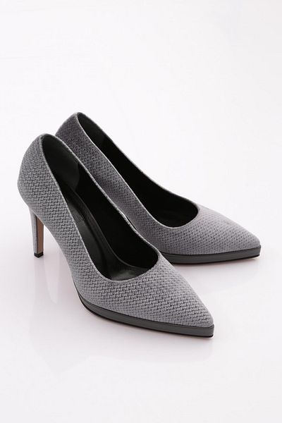 DGN Women's Low-Cut Heeled Shoes Gray Velvet 29635910