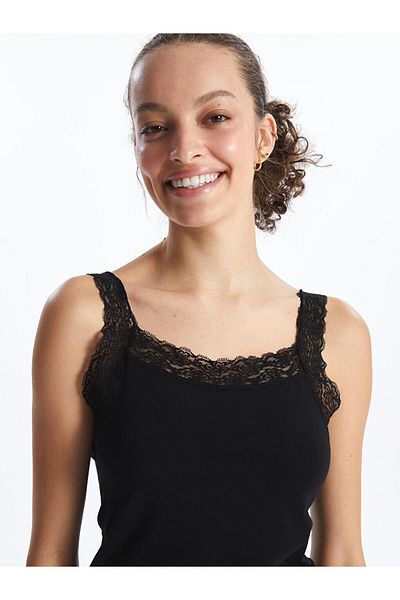 LC Waikiki Square Neck Lace Detailed Women's Tank Top (S4)