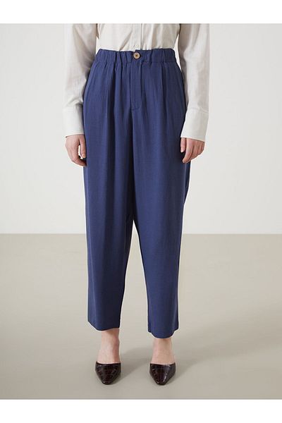 LC Waikiki Pantaloni de damă din amestec de in uni cu talie elastică