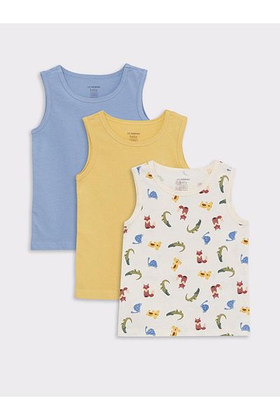 LC Waikiki Crew Neck Cotton Baby Boy Undershirt 3-Piece (S2)