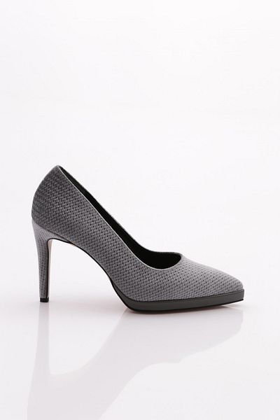 DGN Women's Low-Cut Heeled Shoes Gray Velvet 29635910