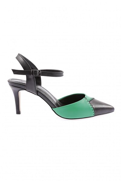 DGN Pantofi cu toc subțire cu curele la gleznă de damă, negru, verde 22212821