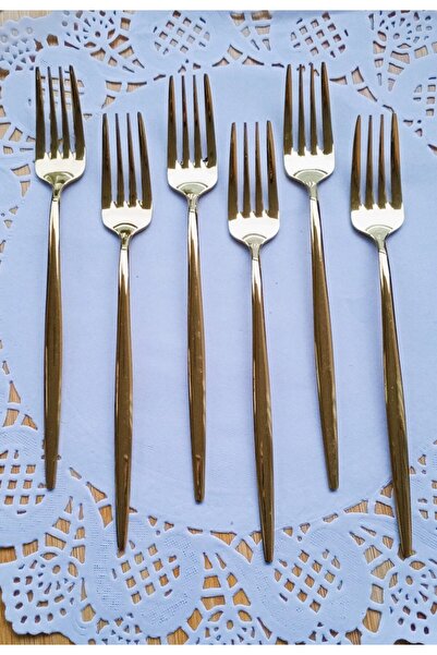 TARIK HOME Gold Color 6-Piece Luxury Dessert Fork (18/10)
