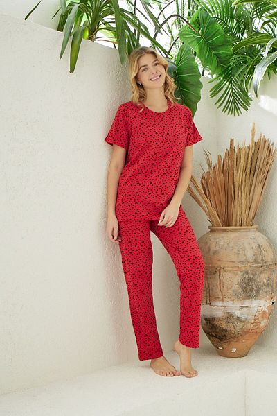 pijamacity Women's Short Sleeve Cotton Pajamas Set