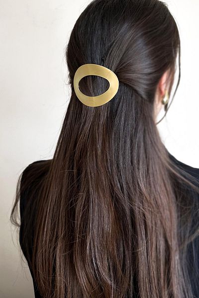 New Obsessions Αυτόματο κλιπ μαλλιών Celine Ellipse από μεταλλικό βουρτσισμένο
