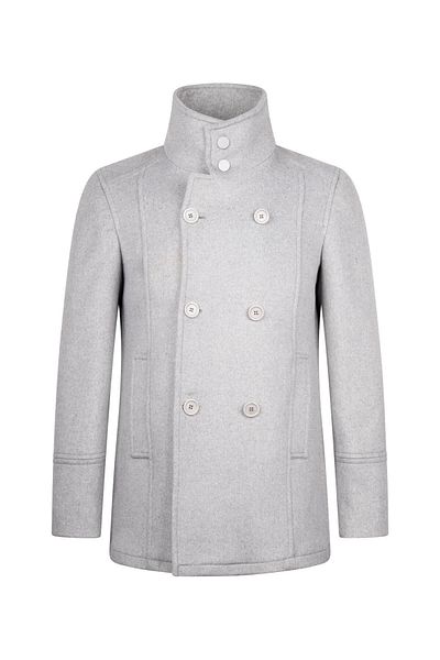 Hatemoğlu Gray Slim Fit Double Breasted Wool Stamp Coat
