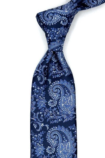 Kravatkolik Navy Blue Paisley Pattern Classic Tie with Handkerchief Kk13129