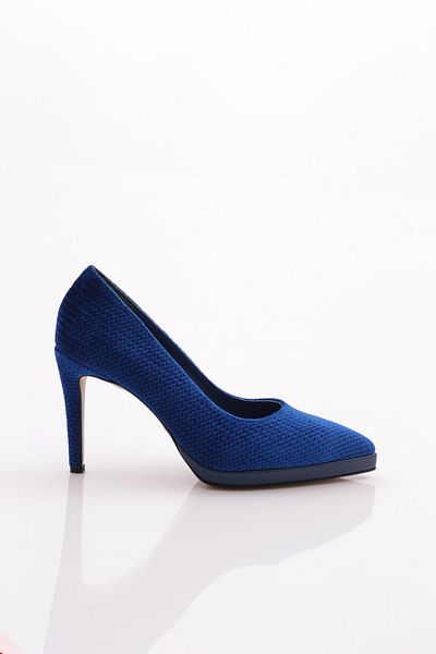 DGN Pantofi de damă cu toc joasă catifea albastră 29635910