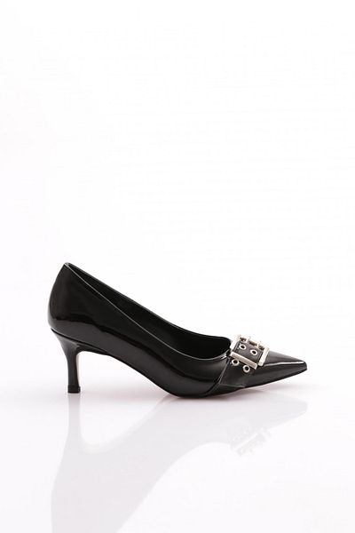 DGN Pantofi cu toc arcuit din piele lacuita neagra - 3737535