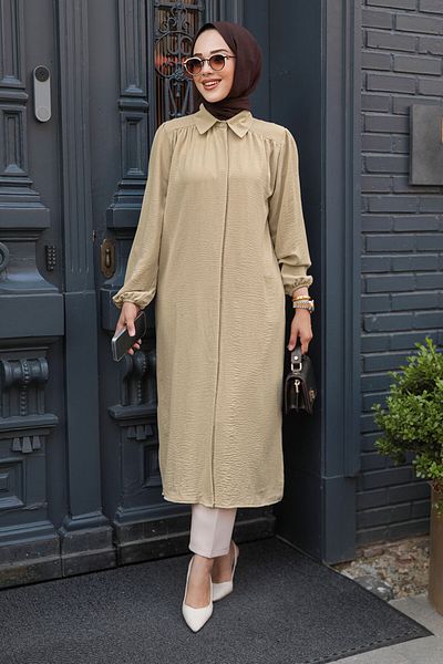 Neva Style Buttoned Camel Hijab Tunic 41401C