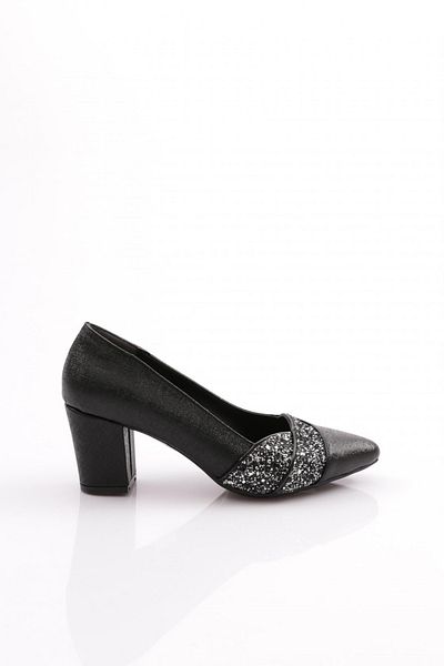 DGN Dg Women's Stone Thick Heeled Shoes Black Nova 217522328