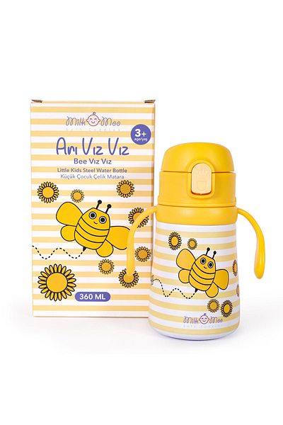 Milk & Moo Milk&moo Steel Kids Water Bottle Arı Vız Vız 360 ml