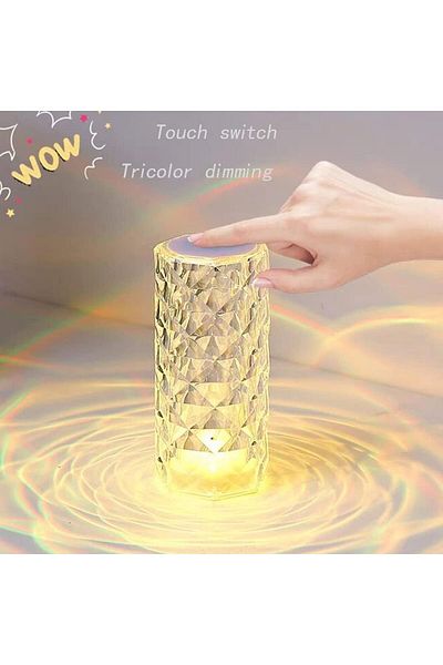 fulina Crystal Diamond Table Lamp,USB Rechargeable with Touch Control,for Living Room Bedroom