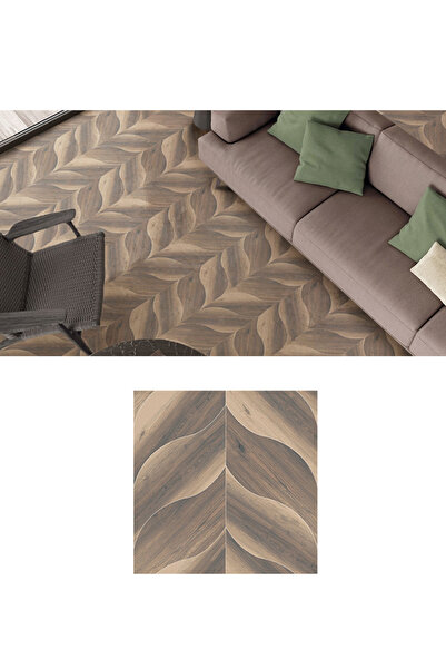 sharpdo 5pcs Thick Wood Grain Floor Sticker Set 40*40 CM, for Living Room, Bedroom