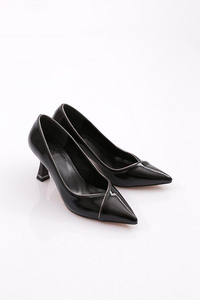 DGN Pantofi cu toc pentru femei șifonați negri - 8812621