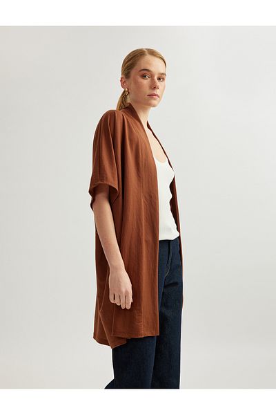 Koton Viscose Fabric Blended Short Sleeve Casual Fit Kimono Jacket
